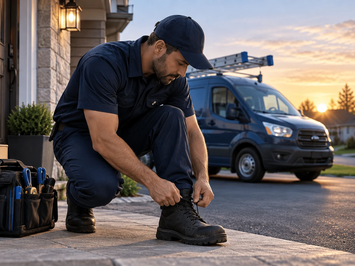 Local plumber preparing for work
